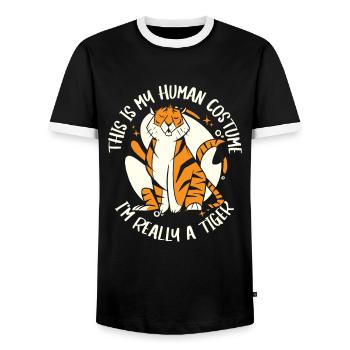 Tiger Tier Zoo Wildtier - Männer Kontrast-T-Shirt - Schwarz/Weiß - Vorne - AI Model Female 172 light (172cm) & AI Model Male 178 light (178cm)