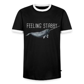 Narval Baleine Océan Narvals Baleines Baleines Baleines - T-shirt contrasté Homme - noir/blanc - Devant - AI Model Female 172 light (172cm) & AI Model Male 178 light (178cm)