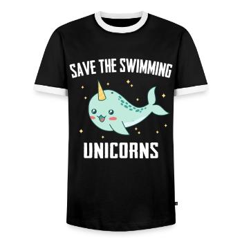 Narval Baleine Océan Narvals Baleines Baleines Baleines - T-shirt contrasté Homme - noir/blanc - Devant - AI Model Female 172 light (172cm) & AI Model Male 178 light (178cm)