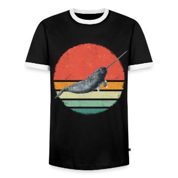 Narval Baleine Océan Narvals Baleines Baleines Baleines - T-shirt contrasté Homme - noir/blanc - Devant - AI Model Female 172 light (172cm) & AI Model Male 178 light (178cm)