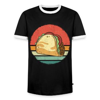 Taco Tacos Mexican Food Mexico - Men's Ringer Shirt - black/white - Front - AI Model Female 172 light (172cm) & AI Model Male 178 light (178cm)