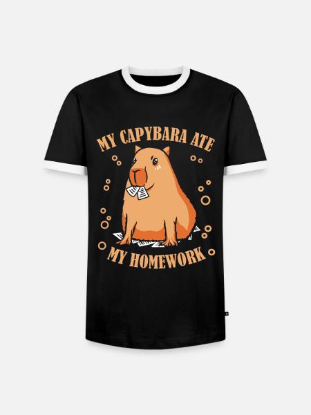 Capybara Rodent Animal - Men's Ringer Shirt - black/white