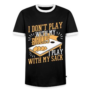 Cornhole Bean Bag Cornhole Joueur - T-shirt contrasté Homme - noir/blanc - Devant - AI Model Female 172 light (172cm) & AI Model Male 178 light (178cm)
