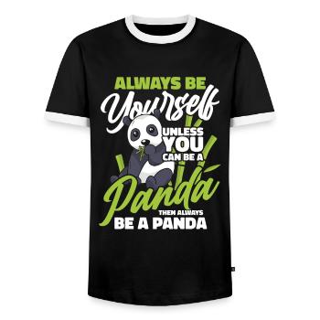 Panda Bear Panda Animal Pandas - T-shirt contrasté Homme - noir/blanc - Devant - AI Model Female 172 light (172cm) & AI Model Male 178 light (178cm)