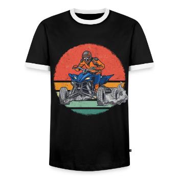 Quad Quads Four Wheels Motorsport - Men's Ringer Shirt - black/white - Front - AI Model Female 172 light (172cm) & AI Model Male 178 light (178cm)