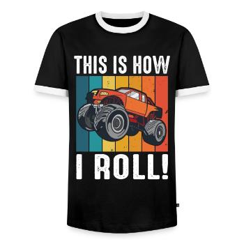 Monster Truck Auto Trucks - Men's Ringer Shirt - black/white - Front - AI Model Female 172 light (172cm) & AI Model Male 178 light (178cm)