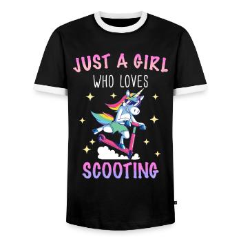 Stunt Scooter Scooter Skater Skating - Männer Kontrast-T-Shirt - Schwarz/Weiß - Vorne - AI Model Female 172 light (172cm) & AI Model Male 178 light (178cm)