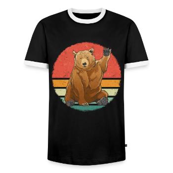 Bear Grizzly Bear Brown Bear Bears - Men's Ringer Shirt - black/white - Front - AI Model Female 172 light (172cm) & AI Model Male 178 light (178cm)