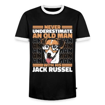 Jack Russell Terrier Dog Dog Owner - Men's Ringer Shirt - black/white - Front - AI Model Female 172 light (172cm) & AI Model Male 178 light (178cm)