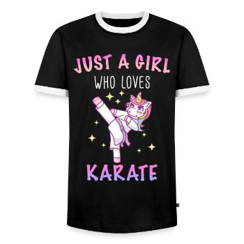 Karaté Karaté Combattant Arts Martiaux - T-shirt contrasté Homme - noir/blanc - Devant - AI Model Female 172 light (172cm) & AI Model Male 178 light (178cm)