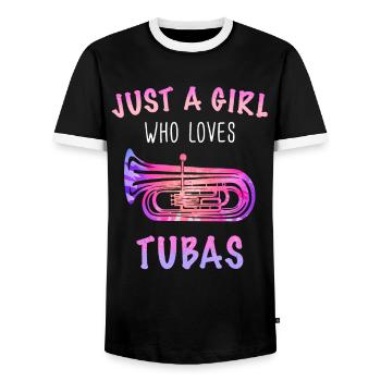 Tuba Tubist - Men's Ringer Shirt - black/white - Front - AI Model Female 172 light (172cm) & AI Model Male 178 light (178cm)