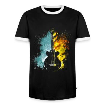 Guitar Guitarist Musician Acoustic Guitar Instruments - Men's Ringer Shirt - black/white - Front - AI Model Female 172 light (172cm) & AI Model Male 178 light (178cm)