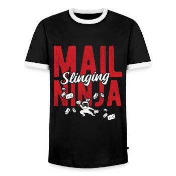 Briefträger Und Paket-Zusteller Für Postboten - Männer Kontrast-T-Shirt - Schwarz/Weiß - Vorne - AI Model Female 172 light (172cm) & AI Model Male 178 light (178cm)