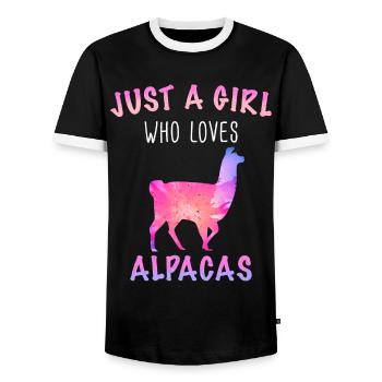Alpaka Llama - Männer Kontrast-T-Shirt - Schwarz/Weiß - Vorne - AI Model Female 172 light (172cm) & AI Model Male 178 light (178cm)