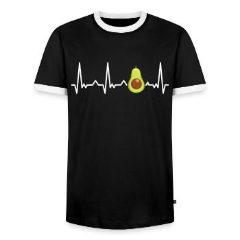 Nourriture d’avocat Guacamole Végétalien - T-shirt contrasté Homme - noir/blanc - Devant - AI Model Female 172 light (172cm) & AI Model Male 178 light (178cm)