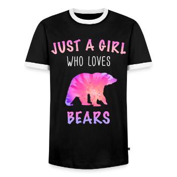 Bear Grizzly Bear Brown Bear Bears - Men's Ringer Shirt - black/white - Front - AI Model Female 172 light (172cm) & AI Model Male 178 light (178cm)