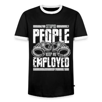Correctional Officer Guard Prison Prison - Men's Ringer Shirt - black/white - Front - AI Model Female 172 light (172cm) & AI Model Male 178 light (178cm)
