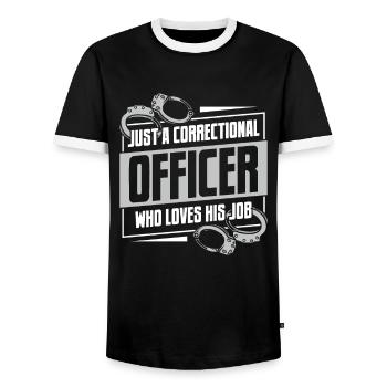Correctional Officer Guard Prison Prison - Men's Ringer Shirt - black/white - Front - AI Model Female 172 light (172cm) & AI Model Male 178 light (178cm)