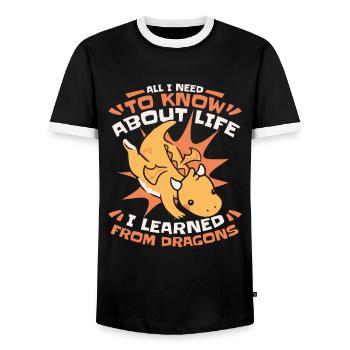 Drache Mystisch Drachen Fantasie - Männer Kontrast-T-Shirt - Schwarz/Weiß - Vorne - AI Model Female 172 light (172cm) & AI Model Male 178 light (178cm)