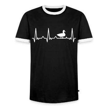 Duck Ducks Bird Animal Quack - Men's Ringer Shirt - black/white - Front - AI Model Female 172 light (172cm) & AI Model Male 178 light (178cm)
