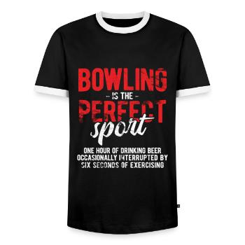 Bowling - Männer Kontrast-T-Shirt - Schwarz/Weiß - Vorne - AI Model Female 172 light (172cm) & AI Model Male 178 light (178cm)
