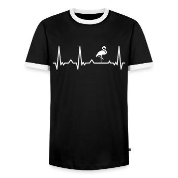 Flamingo Tier Rosa - Männer Kontrast-T-Shirt - Schwarz/Weiß - Vorne - AI Model Female 172 light (172cm) & AI Model Male 178 light (178cm)