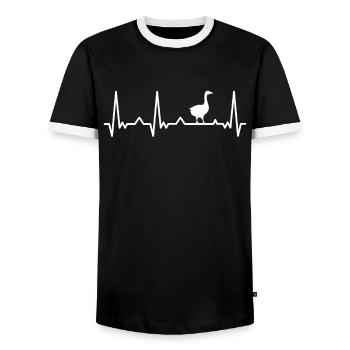 Goose Animal Bird Geese - Men's Ringer Shirt - black/white - Front - AI Model Female 172 light (172cm) & AI Model Male 178 light (178cm)