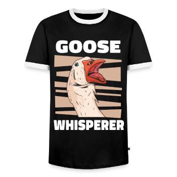 Goose Animal Bird Geese - Men's Ringer Shirt - black/white - Front - AI Model Female 172 light (172cm) & AI Model Male 178 light (178cm)