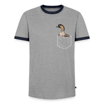Gans Tier Vogel Gänse - Männer Kontrast-T-Shirt - Grau/Navy  - Vorne - AI Model Female 172 light (172cm) & AI Model Male 178 light (178cm)