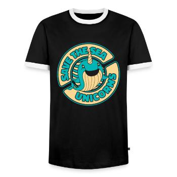 Narval Baleine Océan Narvals Baleines Baleines Baleines - T-shirt contrasté Homme - noir/blanc - Devant - AI Model Female 172 light (172cm) & AI Model Male 178 light (178cm)