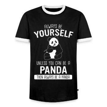 Panda Bear Panda Animal Pandas - T-shirt contrasté Homme - noir/blanc - Devant - AI Model Female 172 light (172cm) & AI Model Male 178 light (178cm)