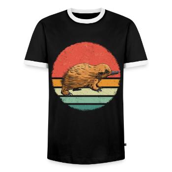 Platypus Animal - Men's Ringer Shirt - black/white - Front - AI Model Female 172 light (172cm) & AI Model Male 178 light (178cm)