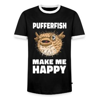 Kugelfisch Kugelfische Fisch Ozean Tier - Männer Kontrast-T-Shirt - Schwarz/Weiß - Vorne - AI Model Female 172 light (172cm) & AI Model Male 178 light (178cm)