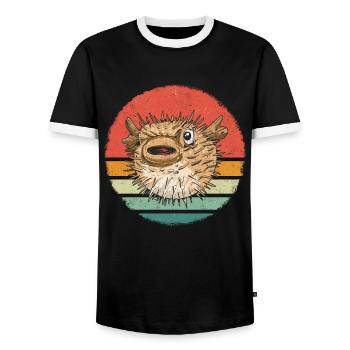 Kugelfisch Kugelfische Fisch Ozean Tier - Männer Kontrast-T-Shirt - Schwarz/Weiß - Vorne - AI Model Female 172 light (172cm) & AI Model Male 178 light (178cm)