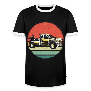 Tow truck truck tow truck tower - Men's Ringer Shirt - black/white - Front - AI Model Female 172 light (172cm) & AI Model Male 178 light (178cm)