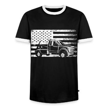 Tow truck truck tow truck tower - Men's Ringer Shirt - black/white - Front - AI Model Female 172 light (172cm) & AI Model Male 178 light (178cm)