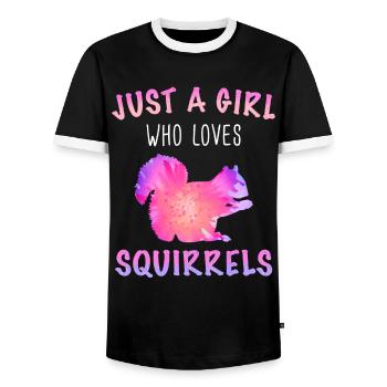 Squirrel Animal - Men's Ringer Shirt - black/white - Front - AI Model Female 172 light (172cm) & AI Model Male 178 light (178cm)