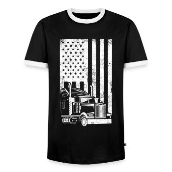 Trucker LKW-Fahrer LKWs - Männer Kontrast-T-Shirt - Schwarz/Weiß - Vorne - AI Model Female 172 light (172cm) & AI Model Male 178 light (178cm)