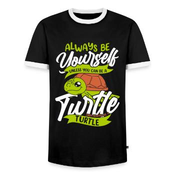 Turtle Sea Turtle Turtle Animal - Men's Ringer Shirt - black/white - Front - AI Model Female 172 light (172cm) & AI Model Male 178 light (178cm)