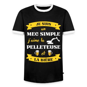 mec simple pelleteuse biere humour engin chantier - T-shirt contrasté Homme - noir/blanc - Devant - AI Model Female 172 light (172cm) & AI Model Male 178 light (178cm)