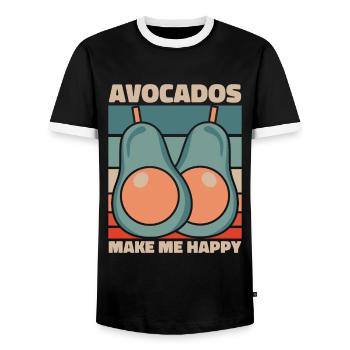 Avocado Food Guacamole Vegan - Men's Ringer Shirt - black/white - Front - AI Model Female 172 light (172cm) & AI Model Male 178 light (178cm)