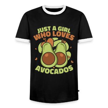 Avocado Food Guacamole Vegan - Men's Ringer Shirt - black/white - Front - AI Model Female 172 light (172cm) & AI Model Male 178 light (178cm)