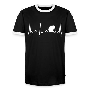 Beaver Animal - Men's Ringer Shirt - black/white - Front - AI Model Female 172 light (172cm) & AI Model Male 178 light (178cm)
