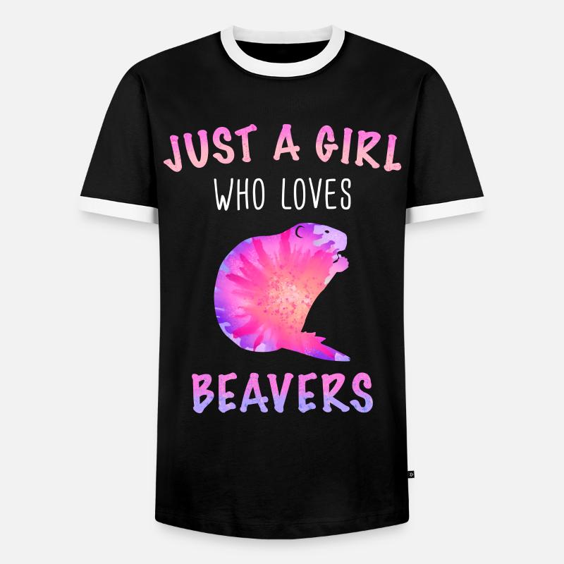 Biber Tier - Männer Kontrast-T-Shirt - Schwarz/Weiß
