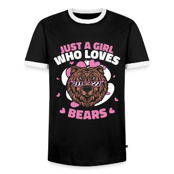 Bear Grizzly Bear Brown Bear Bear - Men's Ringer Shirt - black/white - Front - AI Model Female 172 light (172cm) & AI Model Male 178 light (178cm)