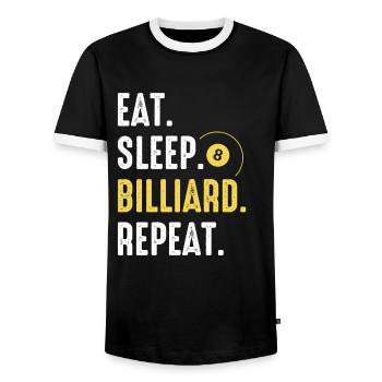Billiards Pool - Men's Ringer Shirt - black/white - Front - AI Model Female 172 light (172cm) & AI Model Male 178 light (178cm)