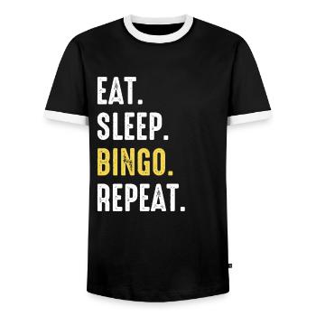 Bingo Glücksspiel Lotterie Bingo Spieler - Männer Kontrast-T-Shirt - Schwarz/Weiß - Vorne - AI Model Female 172 light (172cm) & AI Model Male 178 light (178cm)