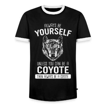 Kojote Tier Lustig - Männer Kontrast-T-Shirt - Schwarz/Weiß - Vorne - AI Model Female 172 light (172cm) & AI Model Male 178 light (178cm)
