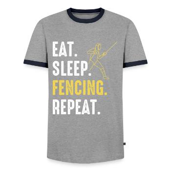 Fencing fencers - Men's Ringer Shirt - grey/navy  - Front - AI Model Female 172 light (172cm) & AI Model Male 178 light (178cm)