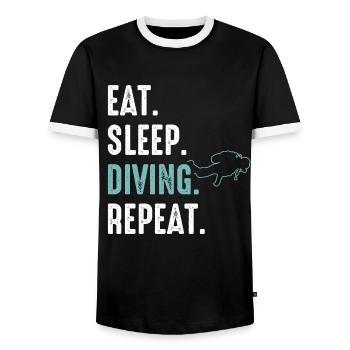 Plongeur sous-marin Plongée océanique - T-shirt contrasté Homme - noir/blanc - Devant - AI Model Female 172 light (172cm) & AI Model Male 178 light (178cm)